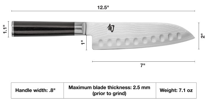 Shun Classic 7" Hollow Ground Santoku Knife